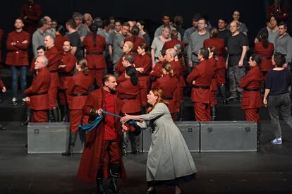 Ensayo de la ópera Lohengrin en el Liceo, que no se llegó a representar por la pandemia.