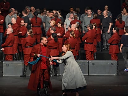 Ensayo de la ópera Lohengrin en el Liceo, que no se llegó a representar por la pandemia.