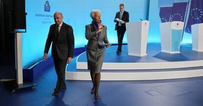 Christine Lagarde y Luis de Guindos, el día 15 en el BCE.