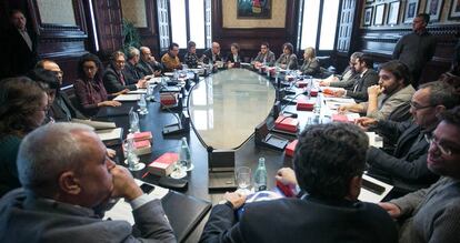 Reunión de la Junta de Portavoces en el Parlament el pasado lunes 15 de enero.