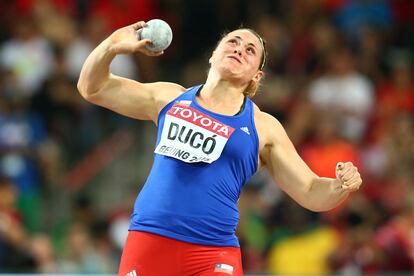 Natalia Duco en su participación en un campeonato de atletismo en Beijing (China), en 2015.