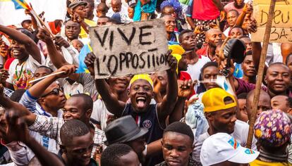 Manifestación de la oposición a Kabila, el 31 de julio en Kinshasa.