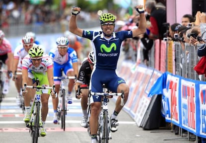 Francisco Jose Ventoso celebra su victoria en la novena etapa del Giro. 