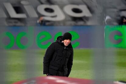 Zinedine Zidane, durante el partido de Liga contra el Celta en el Di Stéfano.