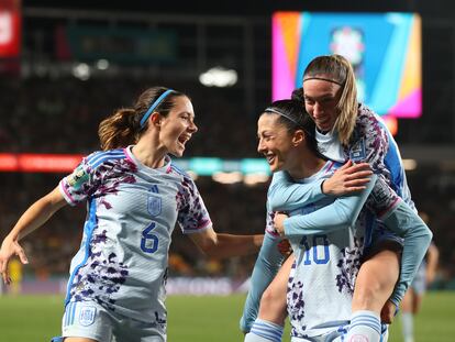 Jennifer Hermoso celebra su gol ante Suiza en los octavos de final del Mundial femenino, el pasado sábado.