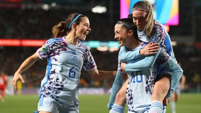 Jennifer Hermoso celebra su gol ante Suiza en los octavos de final del Mundial femenino, el pasado sábado.