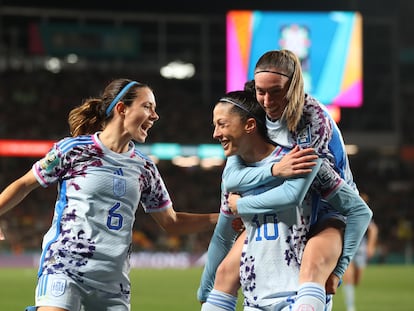 Jennifer Hermoso celebra su gol ante Suiza en los octavos de final del Mundial femenino, el pasado sábado.