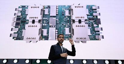 Sundar Pichai, consejero delegado de Gooble, durante la conferencia para desarrolladores Google I/O 2017 en San Francisco. == FOR NEWSPAPERS, INTERNET, TELCOS & TELEVISION USE ONLY ==