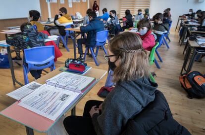 Alumnos de primero de ESO en el colegio La Gavina, de Valencia.