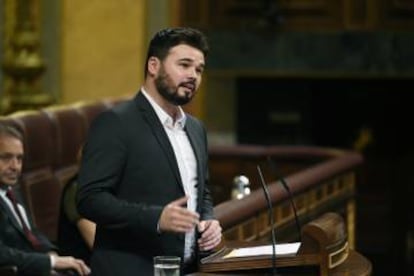 El portavoz de ERC, Gabriel Rufián, en el Congreso.