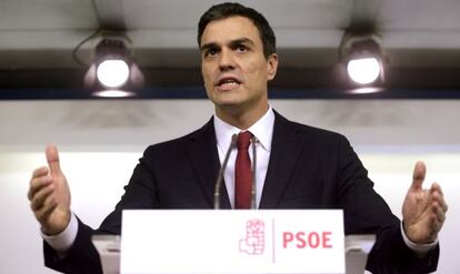 Sánchez durant la roda de premsa posterior a la reunió amb Rajoy de dimecres.
