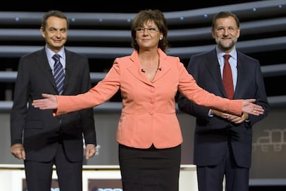 Olga Viza presentó el debate electoral entre José Luis Rodríguez Zapatero y Mariano Rajoy en 2008.