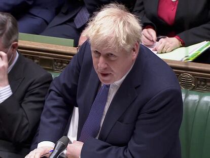 Boris Johnson durante una intervención ayer en el Parlamento británico.