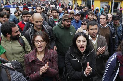 Vallejo y Cariola, en una manifestación estudiantil en 2014.