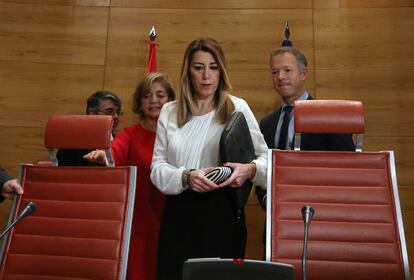 Susana DÍaz, a su llegada al Senado. 