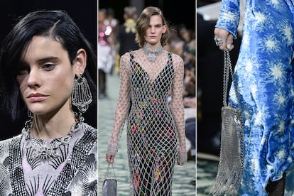 Detalle de los accesorios y materiales brillantes que hilan la colección otoño-invierno 2019/2020 de Paco Rabanne.