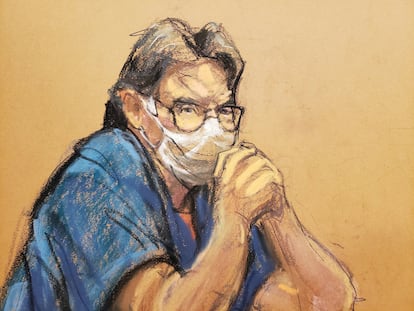 Un boceto del líder de la secta NXIVM, Keith Raniere, juzgado en Nueva York esta semana.