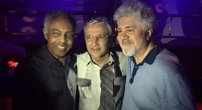 Gil, Caetano e Almodovar, em Madri.