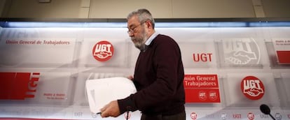 El secretario general de UGT, C&aacute;ndido M&eacute;ndez, en la sede del sindicato.