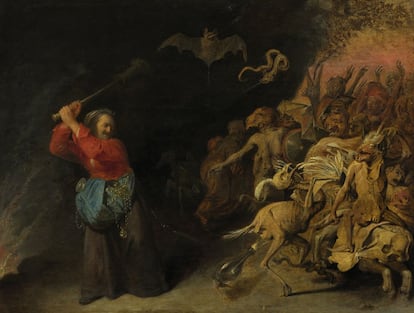 El cuadro 'Dulle Griet of Helleveeg', que pintó David Rijckaert III en 1650, del Museo de Historia de Viena, que se exhibe en Brujas.