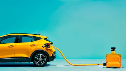 Un proceso químico permite al aceite de cocina tener una segunda vida y transformarse en combustible 100% renovable. Imagen facilitada por Repsol mediante inteligencia artificial.