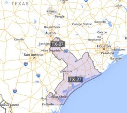 Mapa del Distrito Electoral Veintisiete de Texas.