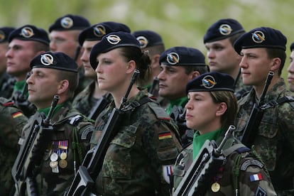 Miembros de la brigada franco-alemana en Berlín el pasado 3 de mayo.