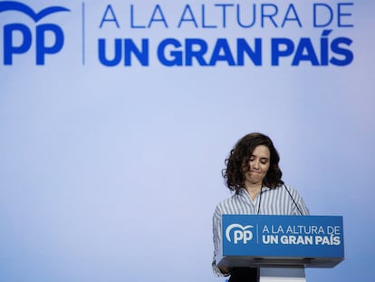 La presidenta de la Comunidad de Madrid, Isabel Díaz Ayuso, en un acto del PP en Madrid.