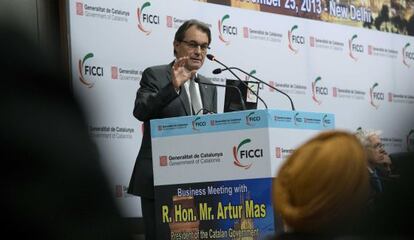 Artur Mas, ayer en seminario con la federación de cámaras de comercio de India.