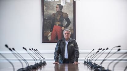 O presidente da Colômbia, Iván Duque, durante a entrevista ao EL PAÍS, em 13 de março.