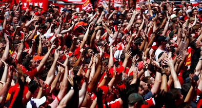 'Fan zone' del Liverpool, en Madrid.