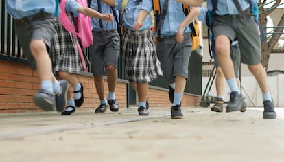 Alumnos en un patio de colegio.