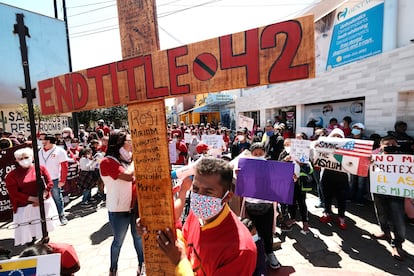 Migrants protest for their rights to asylum in the US.