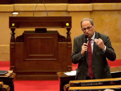 El president de la Generalitat, Quim Torra, durant la sessió de control.