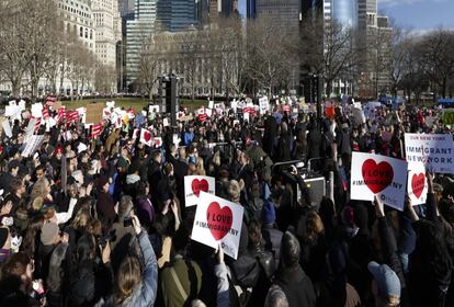 Protesto nas ruas de Nova York.