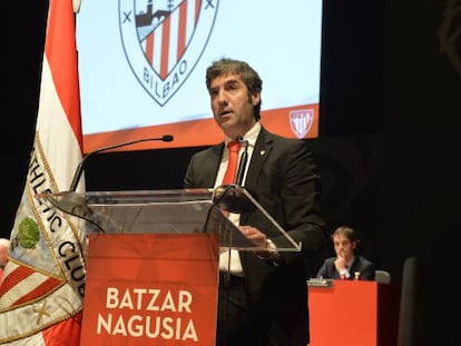 Josu Urrutia, en la anterior asamblea de compromisarios del Athletic.