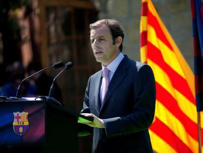 Sandro Rosell, en un acto del FC Barcelona