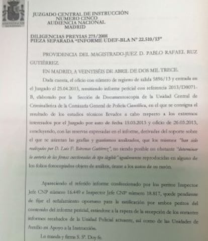 La providencia del juez Ruz.