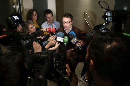 El portavoz de Podemos en el Congreso, Íñigo Errejón, este jueves.