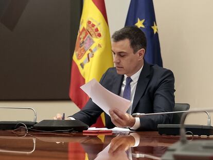 El presidente del Gobierno, Pedro Sánchez, este domingo.