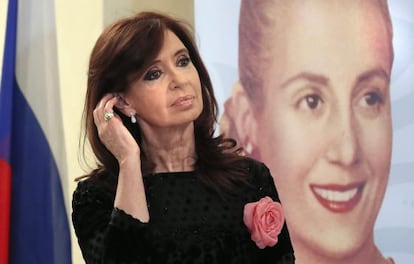 President Cristina Fernández de Kirchner, during an exhibition dedicated to the late Eva Perón.