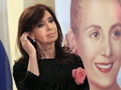 Cristina Kirchner, na exposição “Eva Perón”.