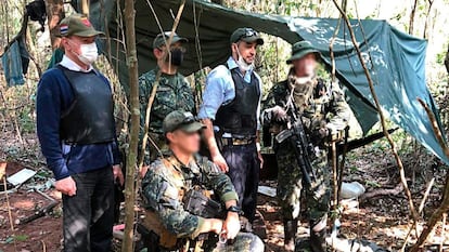 Foto subida a las redes sociales por el presidente de Paraguay Mario Abdo Benítez el 2 de septiembre 2020, desde el lugar del operativo militar contra el EPP.