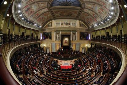 Vista del hemiciclo del Congreso de los Diputados la semana pasada durante la celebración del 40 aniversario de la Constitución.