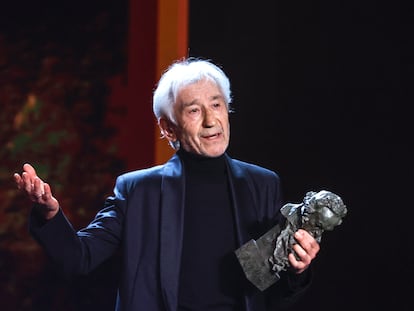 El actor José Sacristán, durante su discurso al Goya de Honor, en la gala de los Premios Goya.