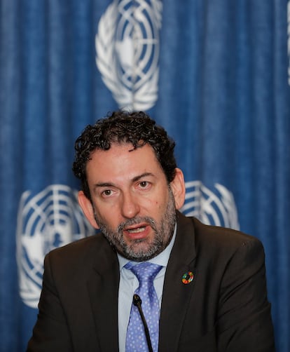 Raúl Martín del Campo durante la presentación de un reporte de la ONU en materia de estupefacientes, el 10 de marzo de 2023.