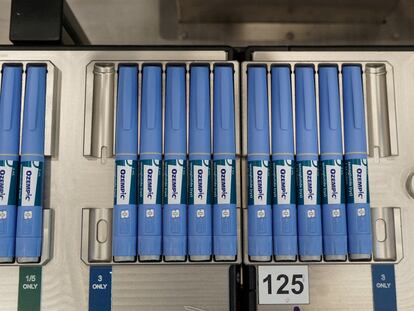 FILE PHOTO: Pens for the diabetes drug Ozempic sit on a production line in Denmark