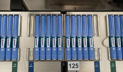 FILE PHOTO: Pens for the diabetes drug Ozempic sit on a production line in Denmark