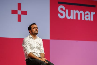 Alberto Garzón, el pasado 18 de julio en un acto de campaña de Sumar en Málaga.