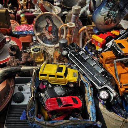 There are many toys that look like they have just been dumped from a move or abandoned by a family during spring cleaning.